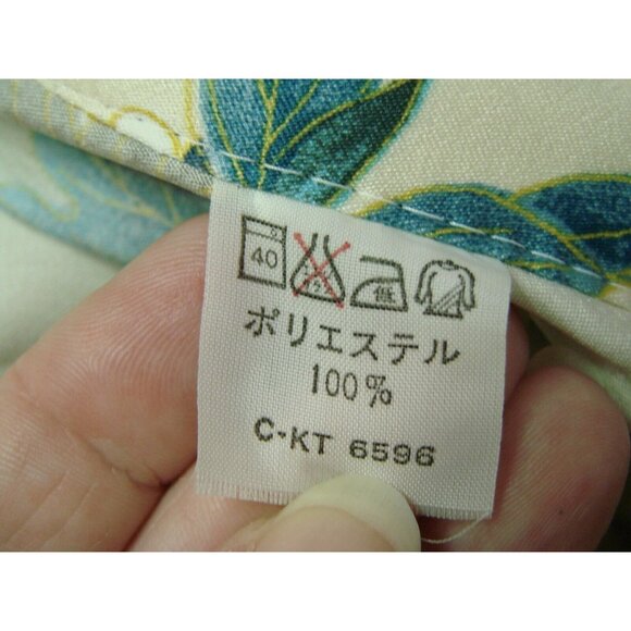 Vtg Made in Japan Blue Green Floral Open Kimono Robe Polyester Asian Gown One Sz - Picture 7 of 12